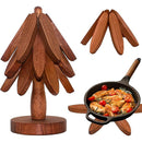 Wooden Tree Trivet Set with Stand – 3 Piece Heat-Resistant Coasters