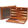 Wooden Inlaid Backgammon Set– 15" Folding Board with Acrylic Pieces & Dice Cups