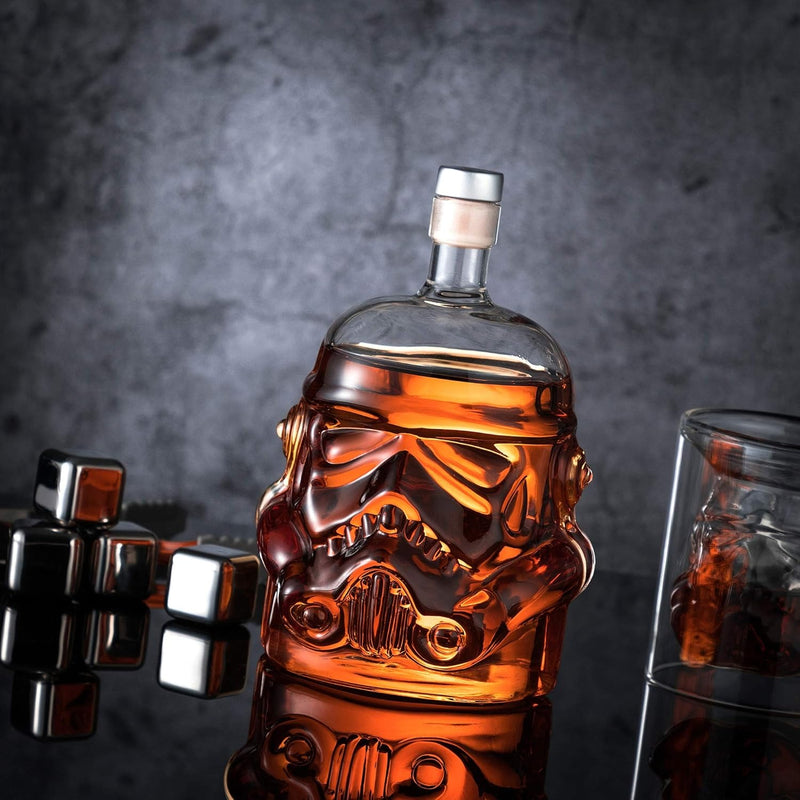 Whiskey Decanter Set with 2 Glasses – Transparent Carafe for Scotch Bourbon Vodka & More