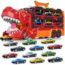 Dinosaur Race Track Toy – 59" Transport Truck with 12 Die-cast Cars