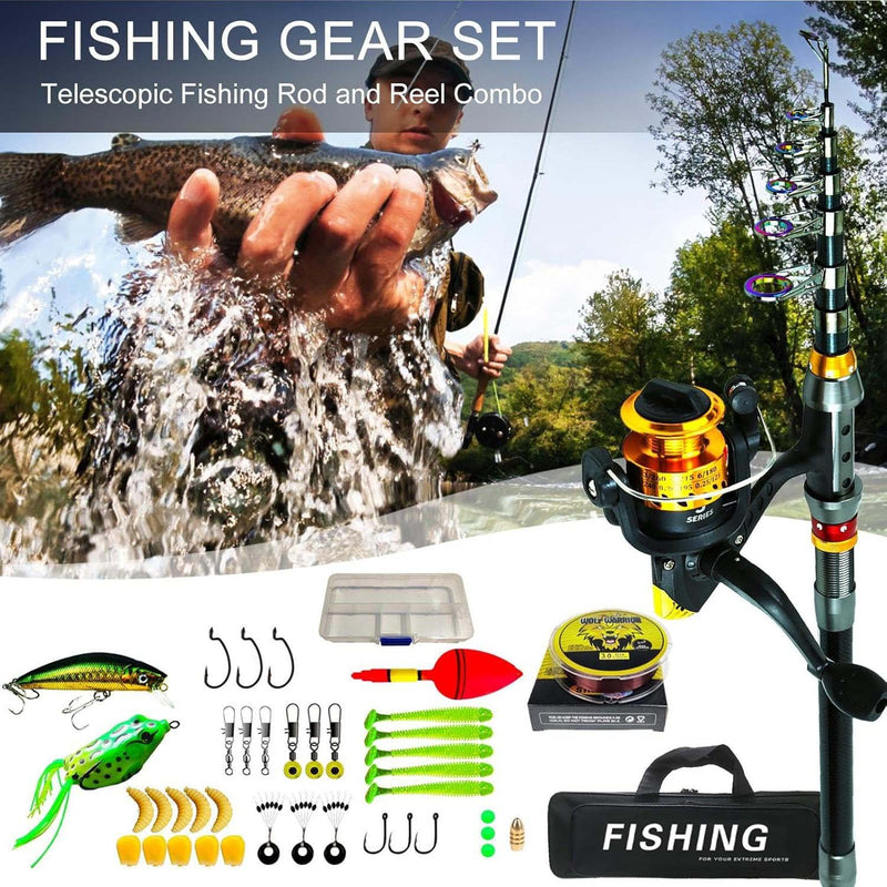 Telescopic Fishing Rod Kit – Rod & Reel with Bag