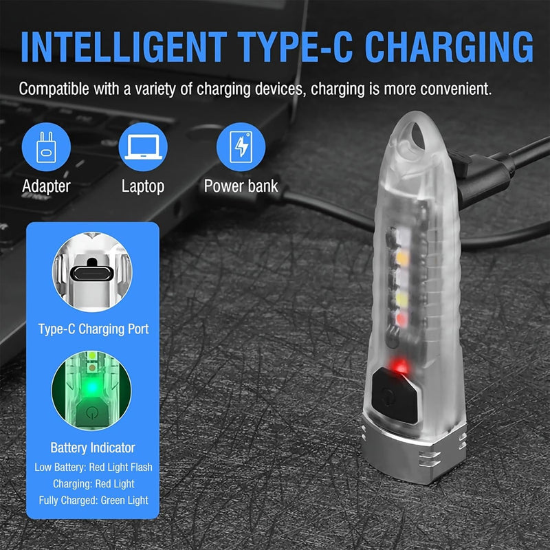 Mini Keyring Torch UV light – 400 Lumen LED USB Rechargeable IPX6 Waterproof