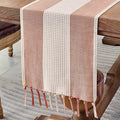Cotton Linen Table Runner – Hand-Tassels Macrame Decor for Dining