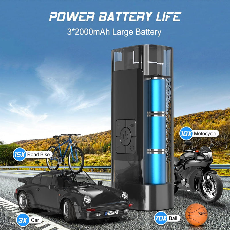 Rechargeable Electric pump - 6000 mah  Portable Air Compressor Inflator For Cars Motorcycle and Bicycles