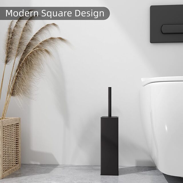 Square Standing Toilet Brush with Holder – Sleek 304 Stainless Steel Durable Finish