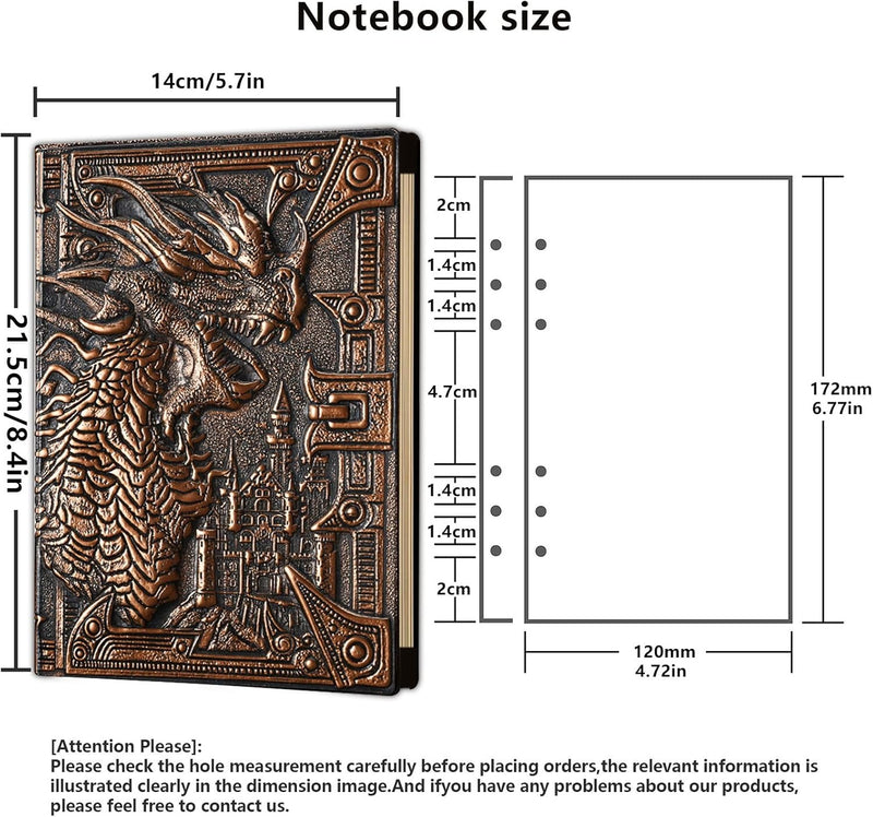 Dungeons and Dragons Journal – 400 Page Leather Notebook with 3D Dragon Design