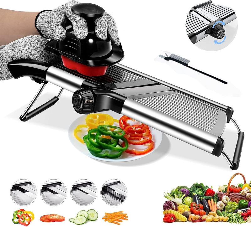 Adjustable Professional Mandoline Slicer – Stainless Steel Vegetable & Fruit Cutter for Effortless Kitchen Prep