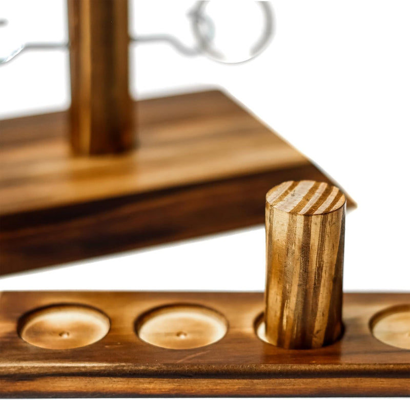 Wooden Ring Toss Drinking Game – Hook & Ring Toss with Shot Ladder