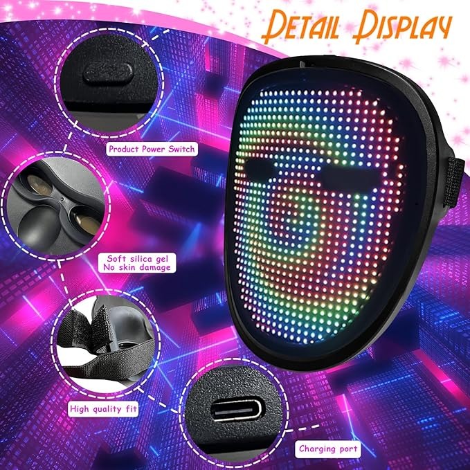 LED Mask with Gesture Control – Light-Up Toy for Kids