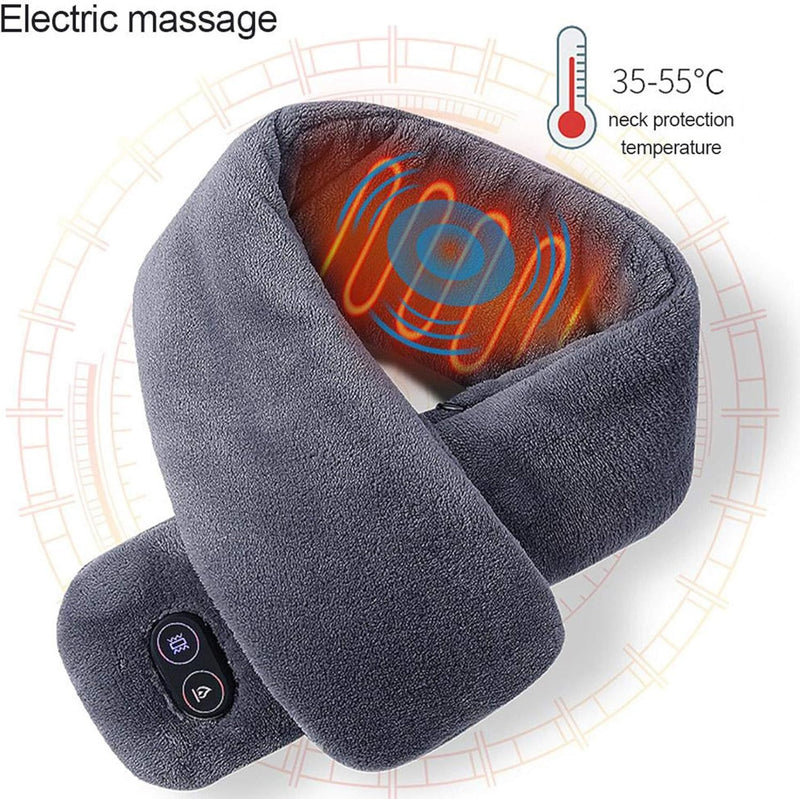 Heated Scarf with Vibration Massage – Waterproof Neck Warmer 3 Heat Levels Double Control Switch