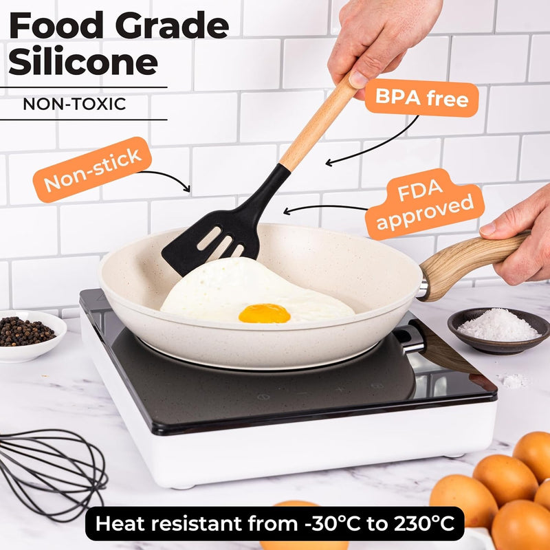 37-Piece Kitchen Utensils Set – Heat-Resistant Silicone Cooking Tools with Wooden Handles