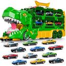 Dinosaur Race Track Toy – 59" Transport Truck with 12 Die-cast Cars