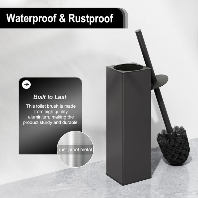 Square Standing Toilet Brush with Holder – Sleek 304 Stainless Steel Durable Finish