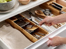 Compact Bamboo Cutlery Tray Organizer – 5 Compartments Holds 24+ Pieces