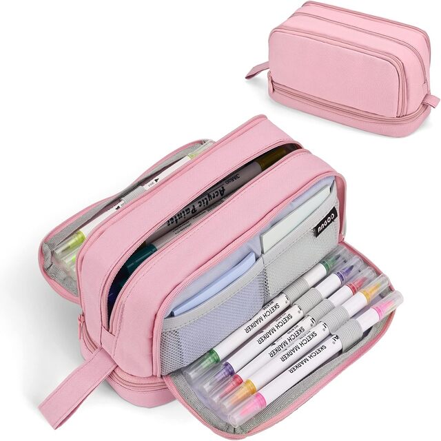Large Capacity Pencil Case – 4-Compartment Multifunctional Pen & Stationery Organizer