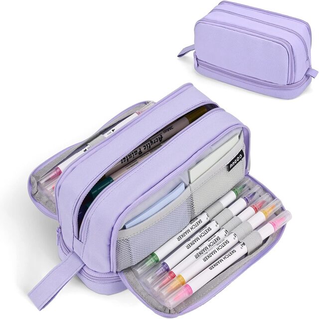 Large Capacity Pencil Case – 4-Compartment Multifunctional Pen & Stationery Organizer