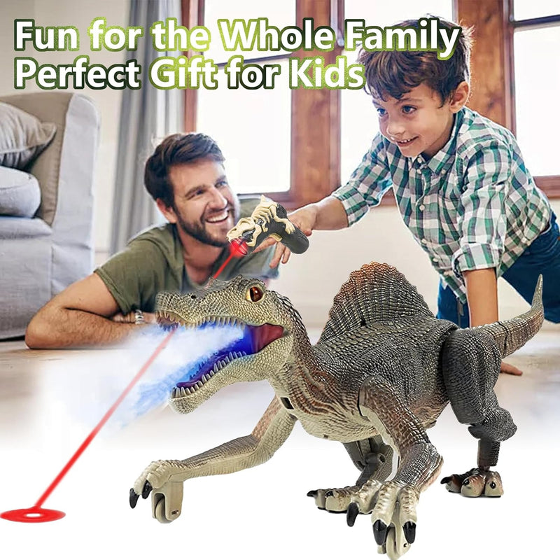 Remote Control Dinosaur Toy – Rechargeable Spinosaurus with Lights & Spray Mist