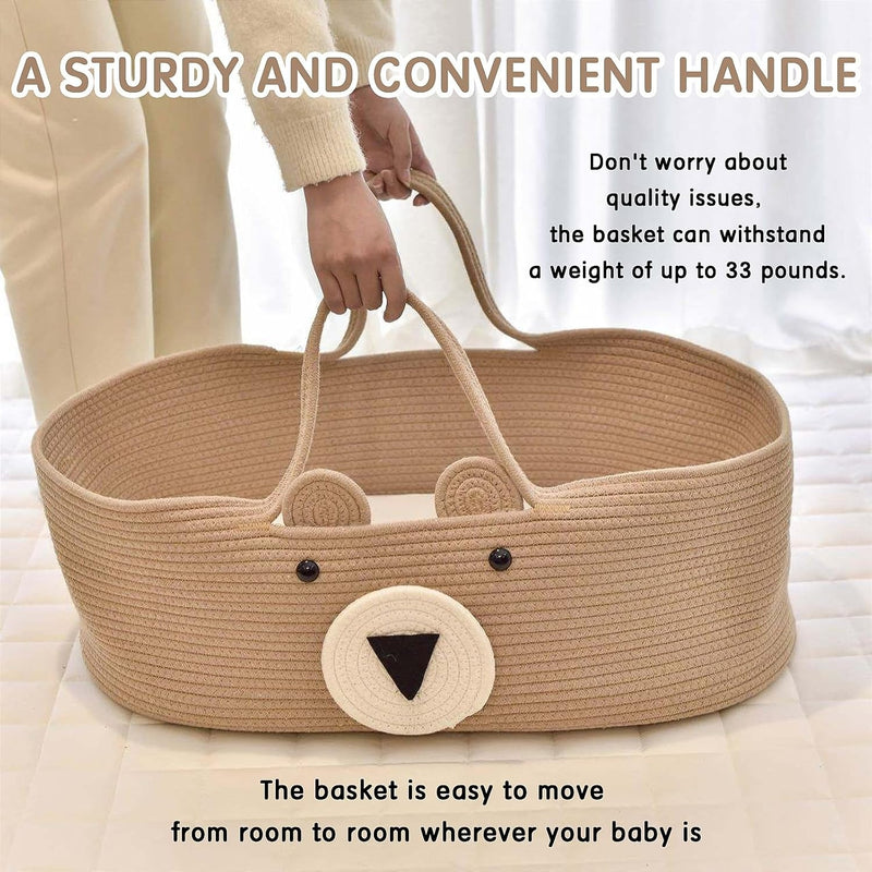 Cozy Baby Moses Basket – Portable Cotton Rope Infant Bed & Carrycot
