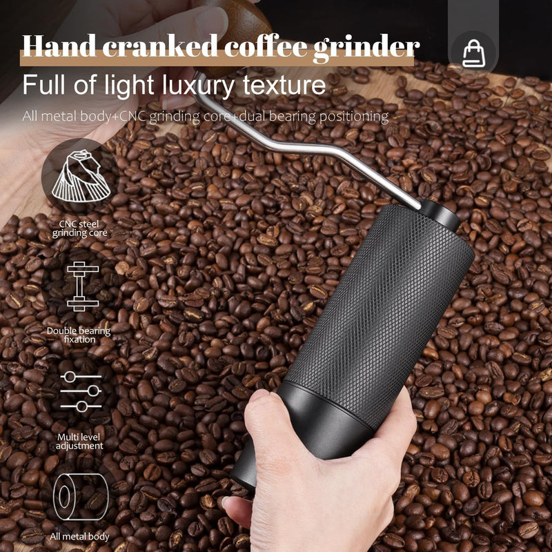 Manual Coffee Grinder – Adjustable Stainless Steel Burrs 25g Capacity Wooden