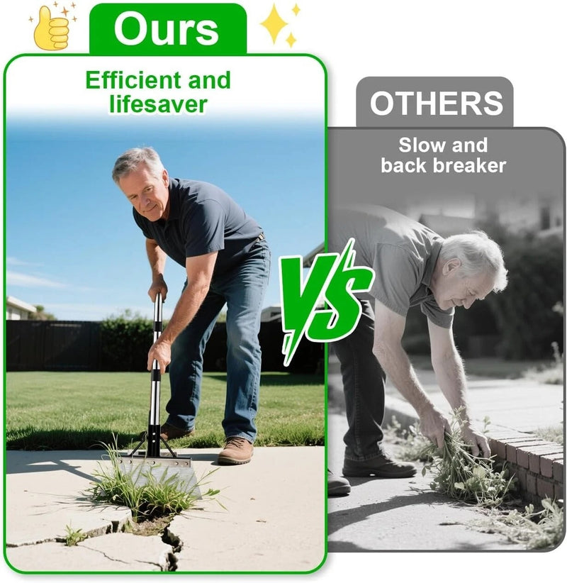 Multifunctional Garden Hoe & Moss Scraper – Stainless Steel Patio Weed Remover Tool with Handle
