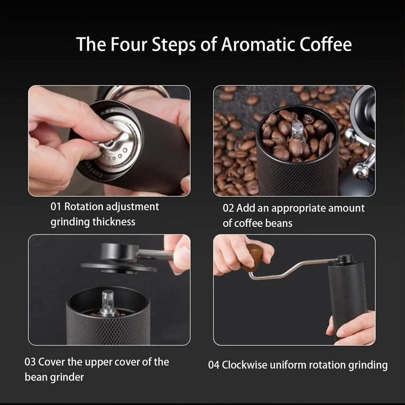 Manual Coffee Grinder – Adjustable Stainless Steel Burrs 25g Capacity Wooden