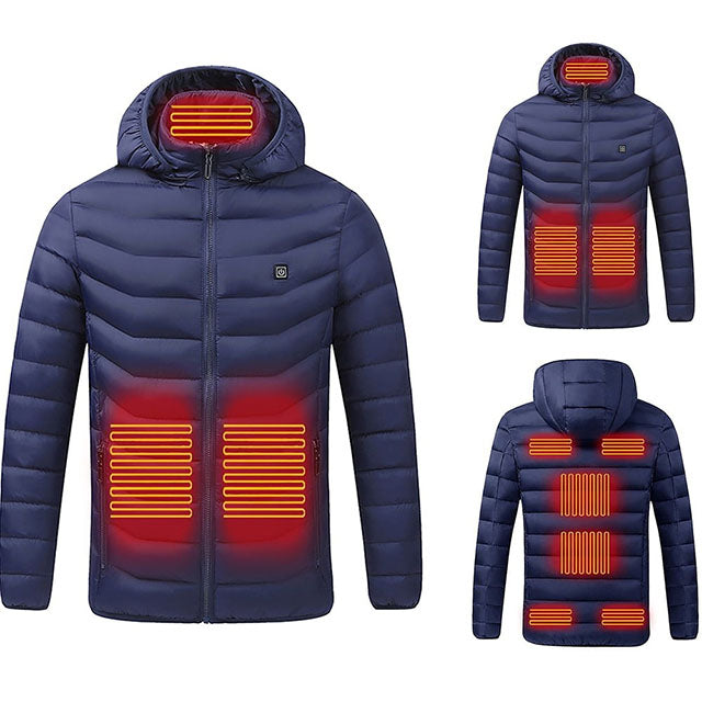 Unisex Heated Winter Jacket – 9 Heating Zones Lightweight Quilted Coat with Hood