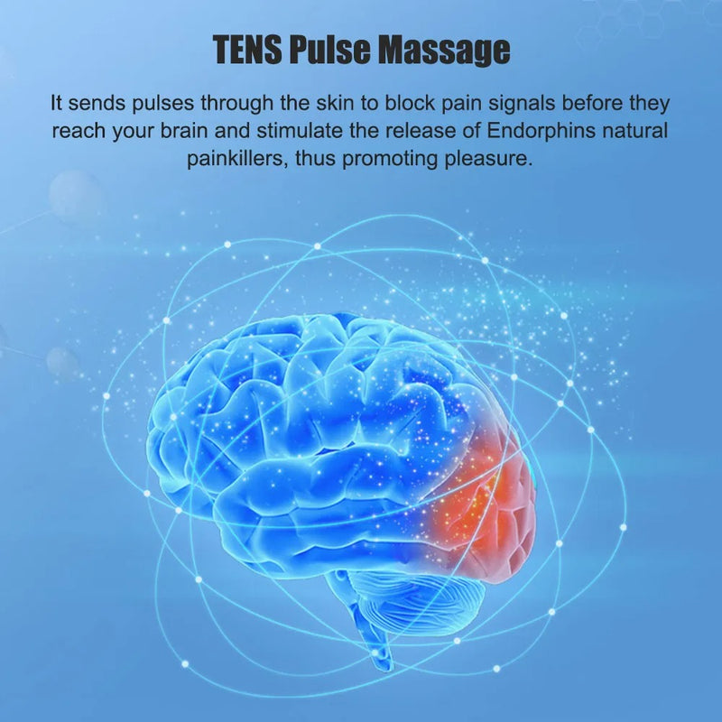 TENS Machine for Pain Relief 8 Patches – EMS Massager with 6 Modes & 19 Intensity Levels