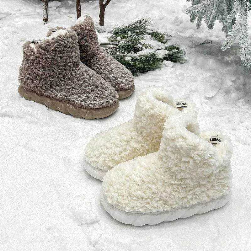 Warm Winter Bootie Slippers for Women – Plush Lined with Thick Sole Cozy Indoor Outdoor Slip-On Shoes