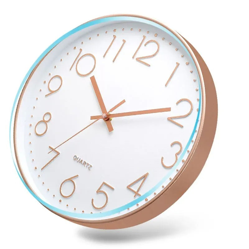12-Inch Nordic Wall Clock – Silent Quartz Movement 3D Numbers Minimalist Design
