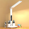 Rechargeable LED Desk Lamp – Foldable Double-Head Light with Digital Clock