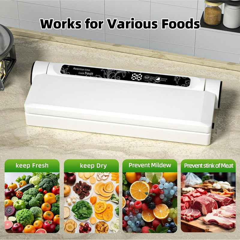Automatic Food Vacuum Sealer – Dry & Wet Dual Use Digital Display Heat Sealing Machine