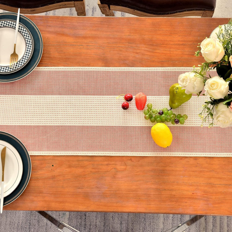 Cotton Linen Table Runner – Hand-Tassels Macrame Decor for Dining