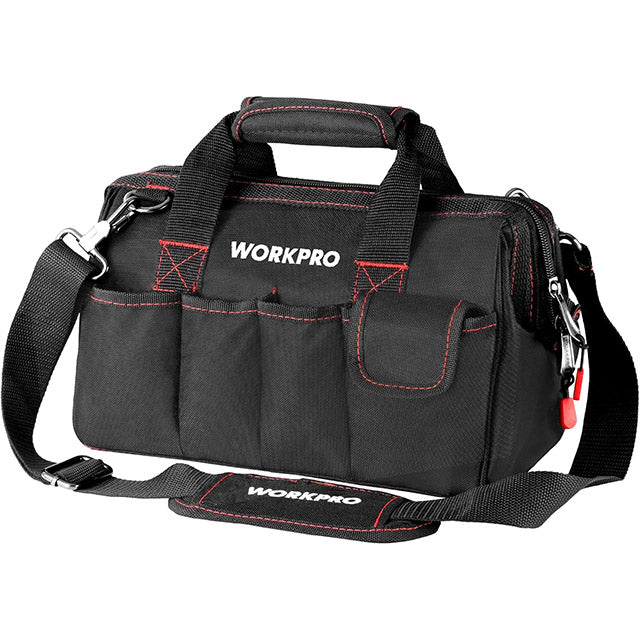 Heavy Duty Wide Mouth Tool Bag – Waterproof Multi-Compartment with Adjustable Shoulder Strap