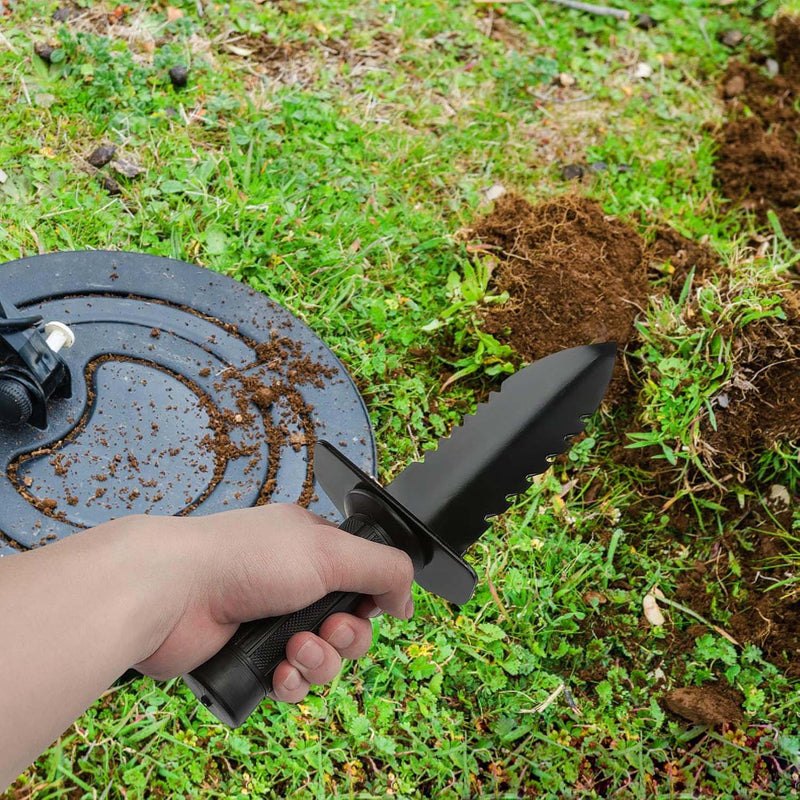 Stainless Steel Metal Detector Shovel – Double Serrated Digging Gardening Tool with Sheath