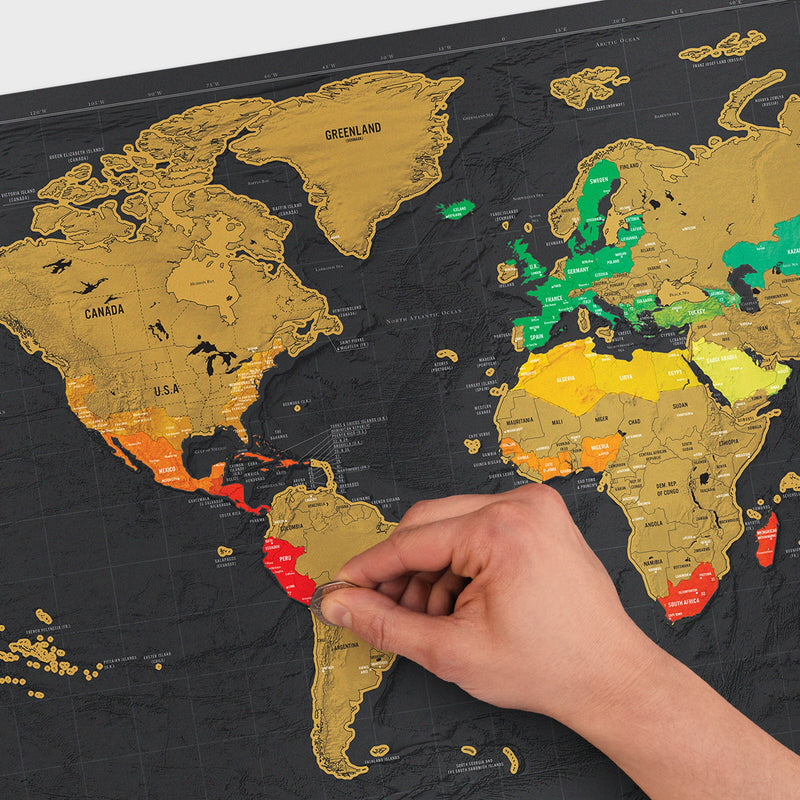 Deluxe Scratch-Off World Map – Travel Edition Adventure Poster Black and Gold