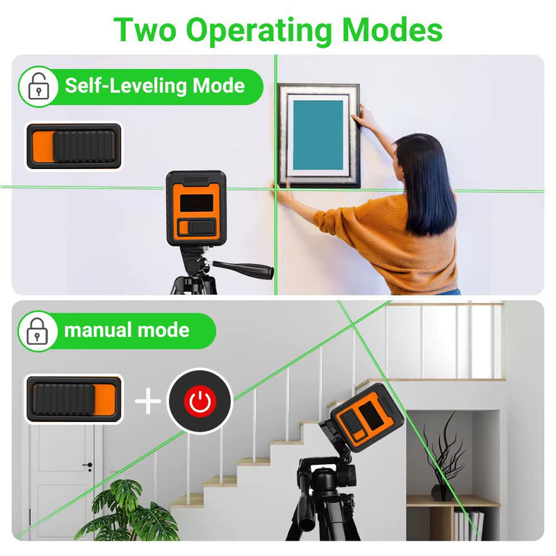 Mini 2 Line Infrared Laser Level – Portable Green 2-Line High-Precision Water & Alignment Meter