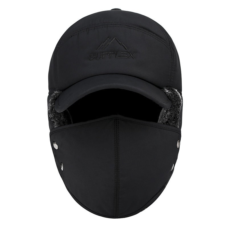 Fur Lined Winter Hat for Men – Thermal Hat with Earflaps Visor & Neck Warmer