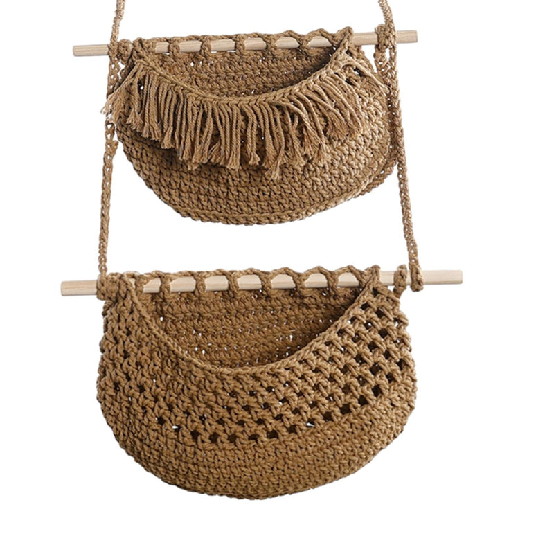 Macrame Hanging Basket – Boho Fruit & Vegetable Storage Basket And Kitchen Organizer