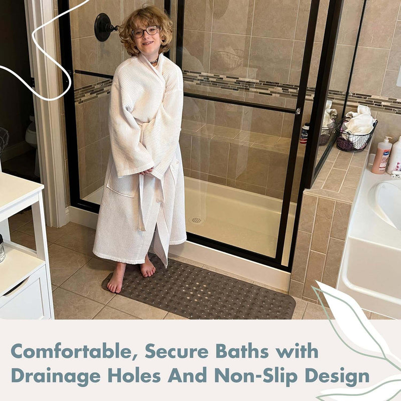 Non-Slip Bath Mat with Suction Cups – Anti-Mildew Washable Safe for Kids & Elderly