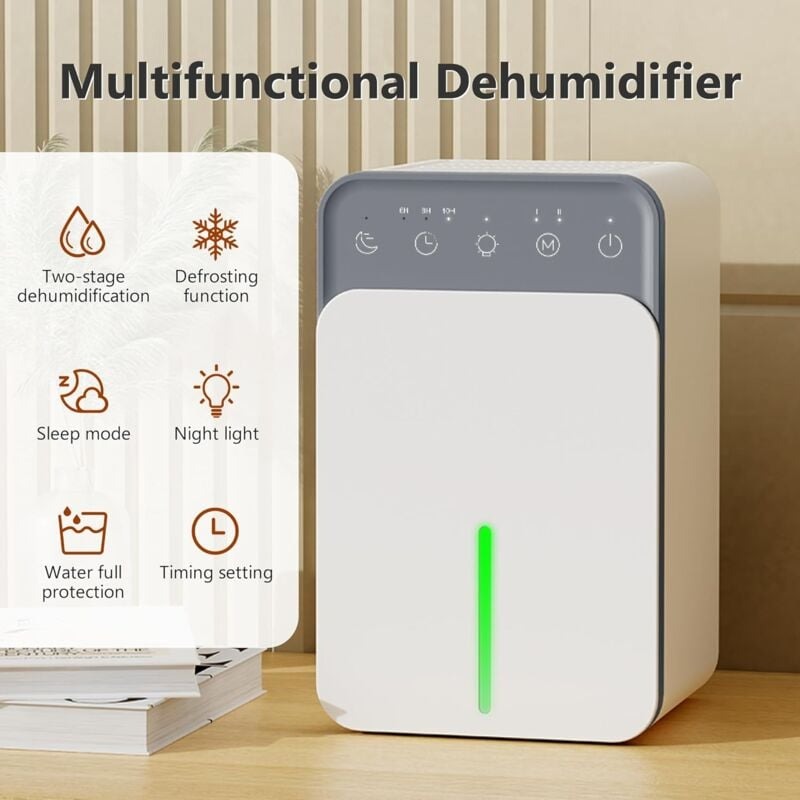 Compact Household Dehumidifier – Quiet with Multi-Color Atmosphere Light