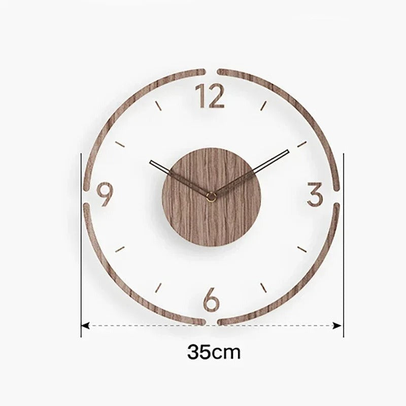 Nordic 14" Wooden Wall Clock – Silent Non-Ticking Modern Scandinavian Design for Home & Office Decor