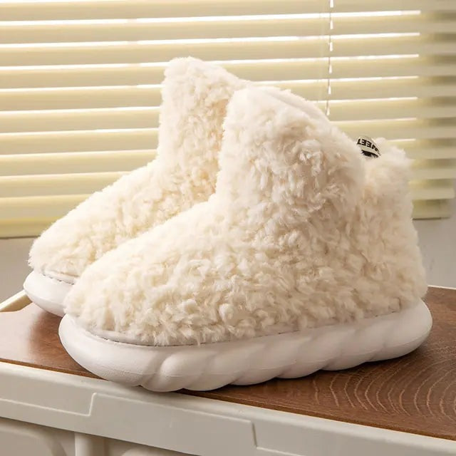 Warm Winter Bootie Slippers for Women – Plush Lined with Thick Sole Cozy Indoor Outdoor Slip-On Shoes