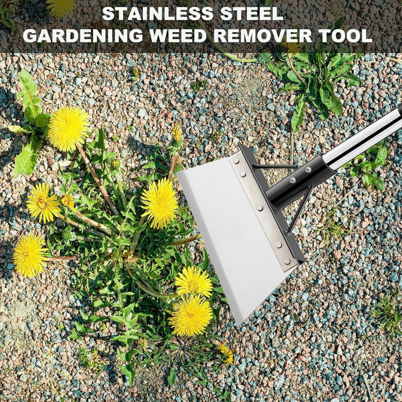 Multifunctional Garden Hoe & Moss Scraper – Stainless Steel Patio Weed Remover Tool with Handle