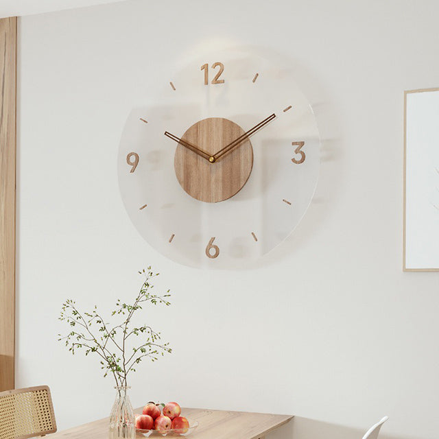 Nordic 14" Wooden Wall Clock – Silent Non-Ticking Modern Scandinavian Design for Home & Office Decor