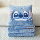 Stitch 2-in-1 Pillow & Blanket Set – Compact Travel Pillowcase with Flannel Throw Blanket