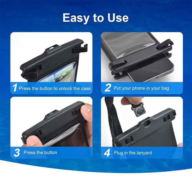Waterproof Phone Pouch – IPX8 Case for iPhone & Samsung 8-Inch Black