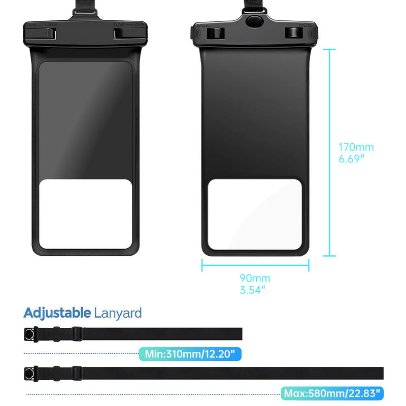 Waterproof Phone Pouch – IPX8 Case for iPhone & Samsung 8-Inch Black
