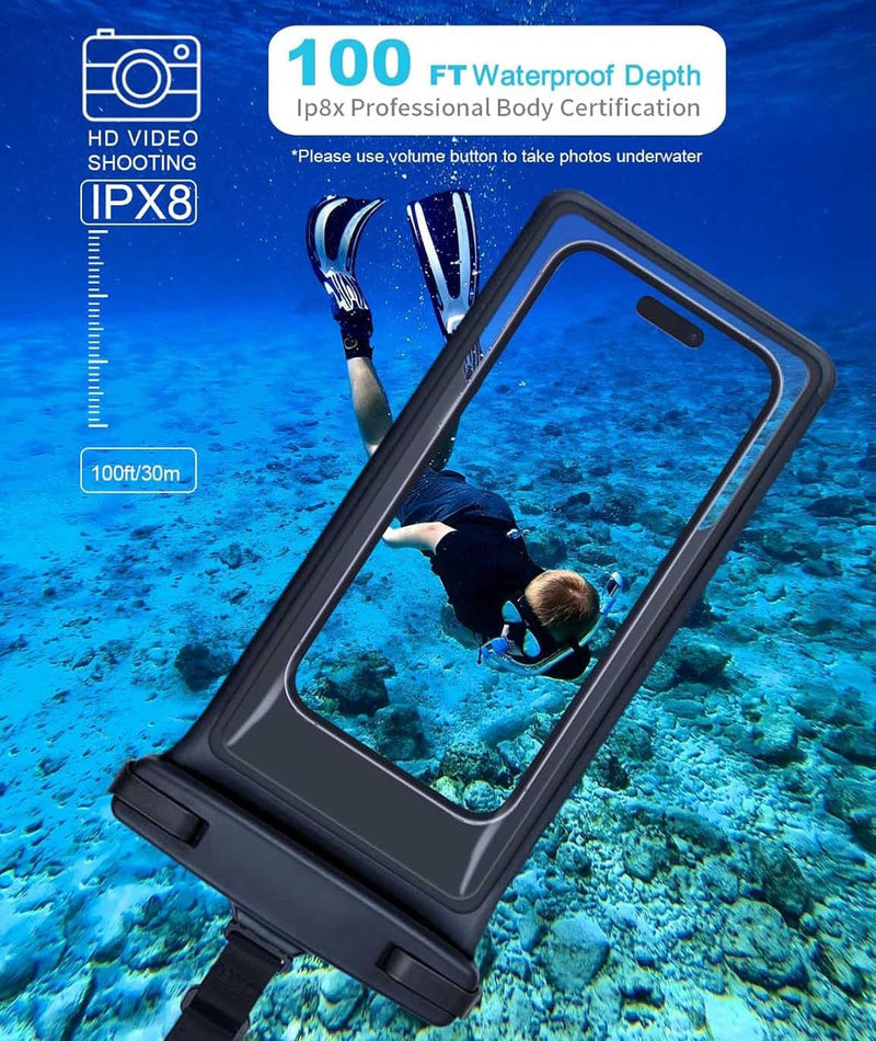 Waterproof Phone Pouch – IPX8 Case for iPhone & Samsung 8-Inch Black