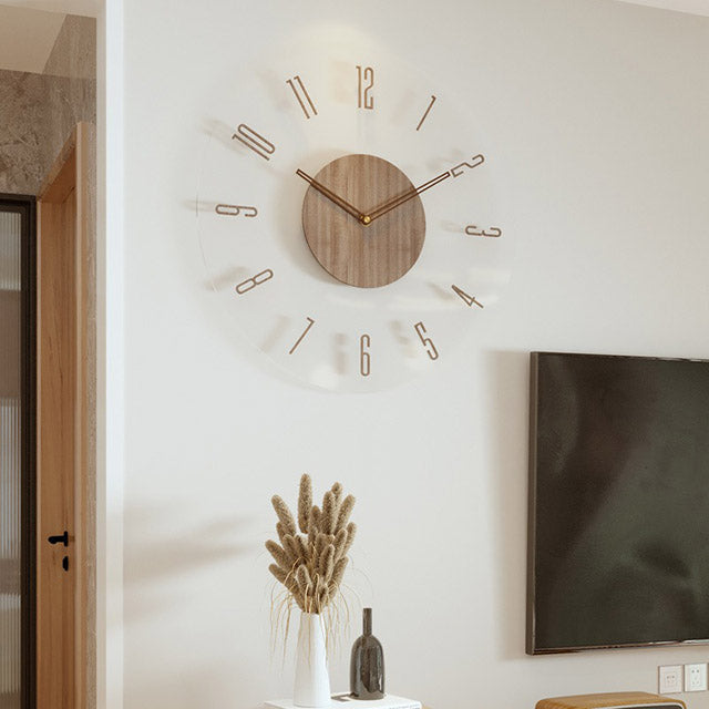 Nordic 14" Wooden Wall Clock – Silent Non-Ticking Modern Scandinavian Design for Home & Office Decor