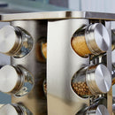 Rotating Spice Rack with 12 Glass Jars – 360° Stainless Steel Kitchen Organiser